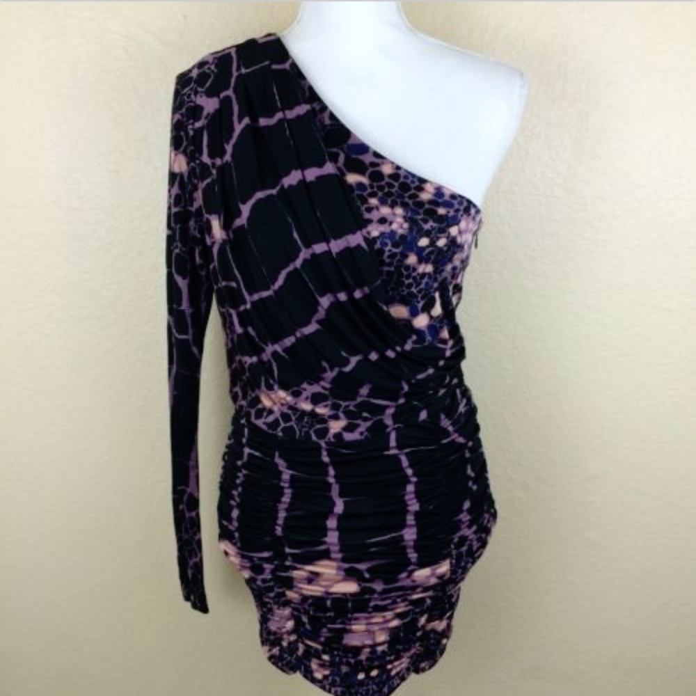 Tibi Small One Shoulder Ruched Cocktail Dress